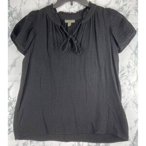 Style & Co Womens Medium Black Gauze Top